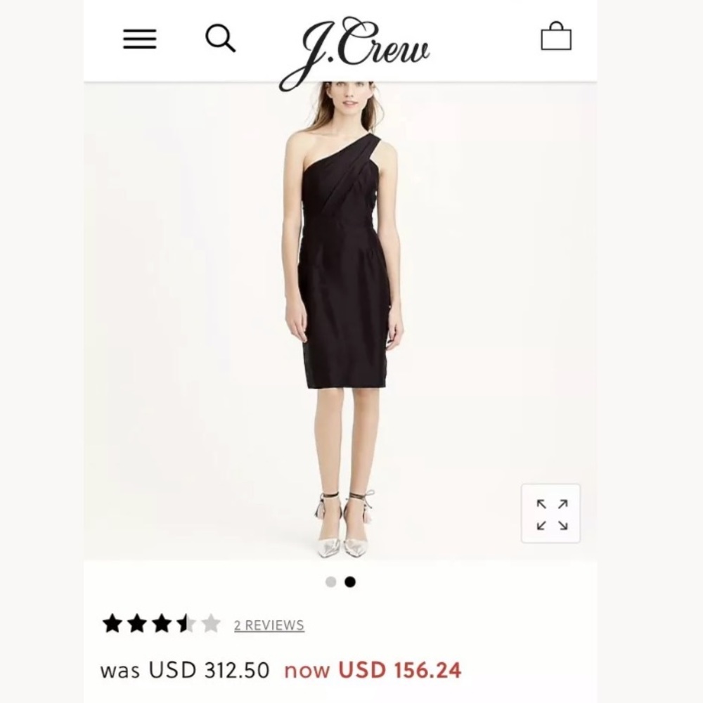 Black silk one shoulder dress jcrew